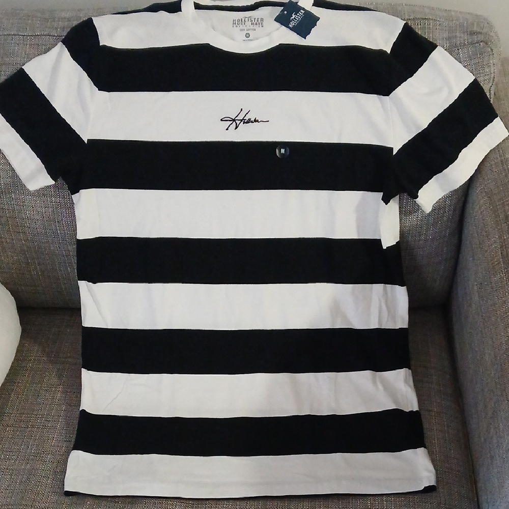 Black and White Striped Men's Shirt - Picture 1 of 4